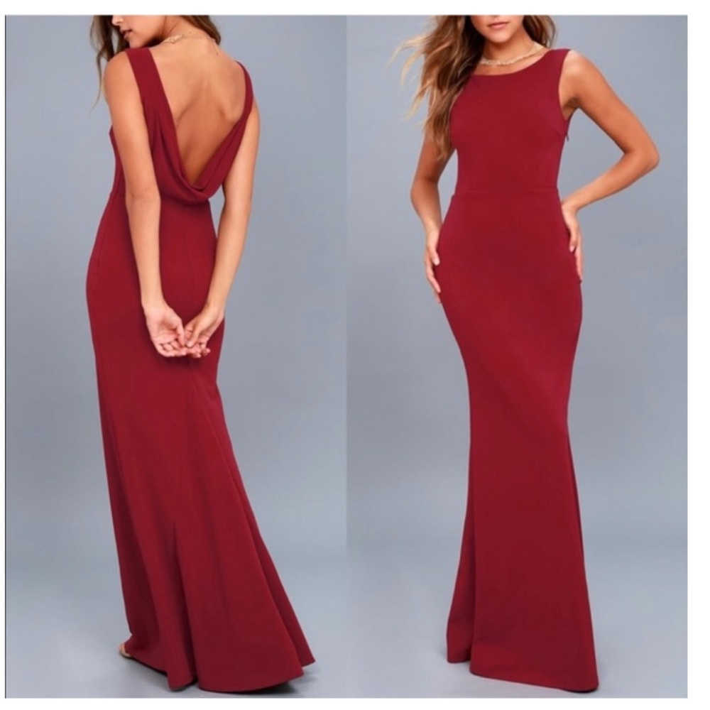 Lulu’s Call My Name Wine Red Backless Maxi Dress
